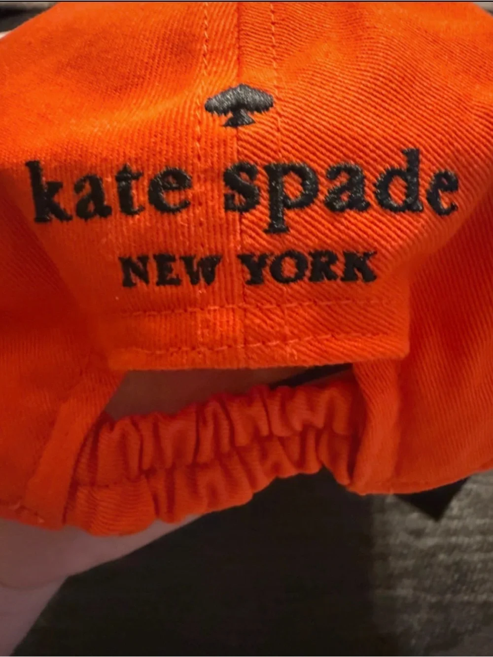 NWT Kate Spade New York Embroidered Spade Logo Baseball Cap Hat Vibrant Orange